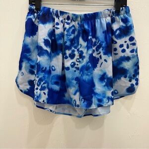 NWT Van Winkle &‎ Co Womens Pajama Bottom Blue  Satin Shorts Size L